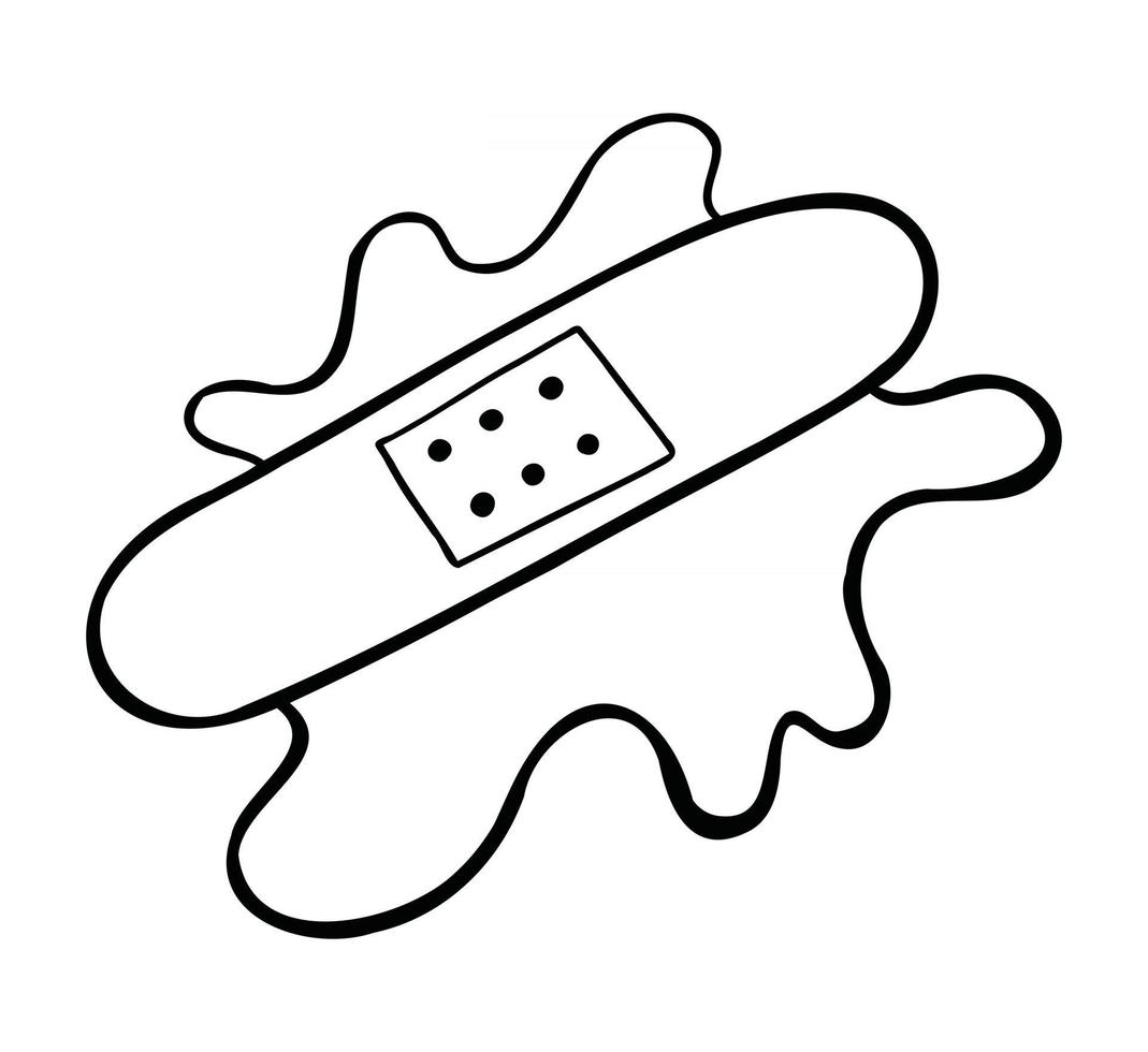 Cartoon Vector Illustration of Blood and Plaster on Top of It
