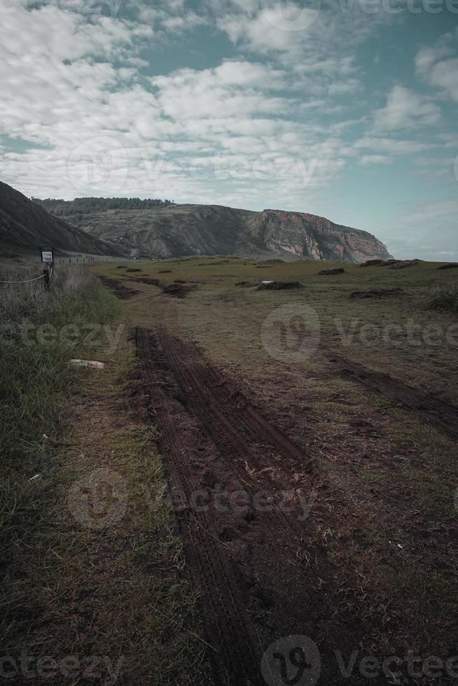 Beach landscape in the coast in Bilbao Spain photo