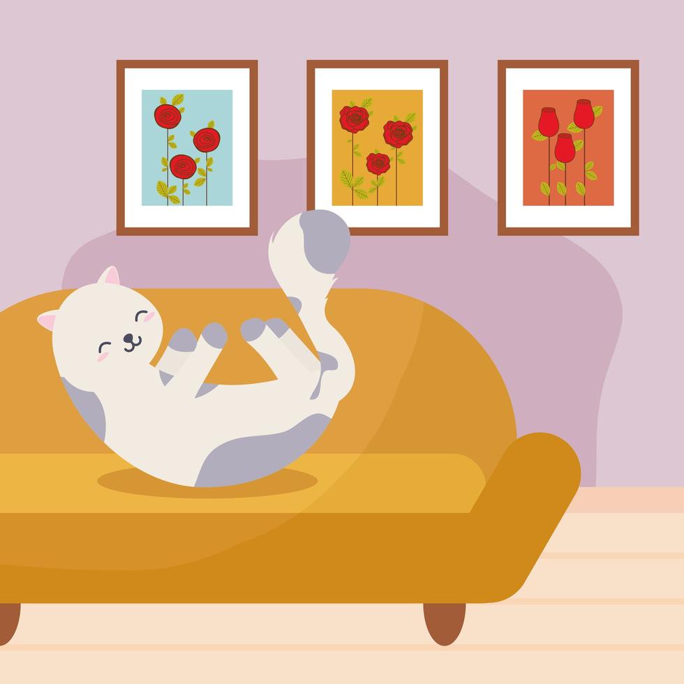 cat on furniture vector