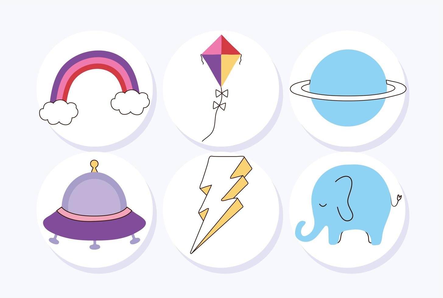 seis iconos de doodle vector