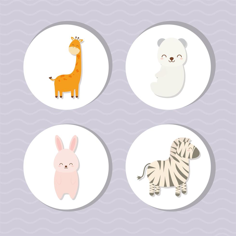 four baby animals vector