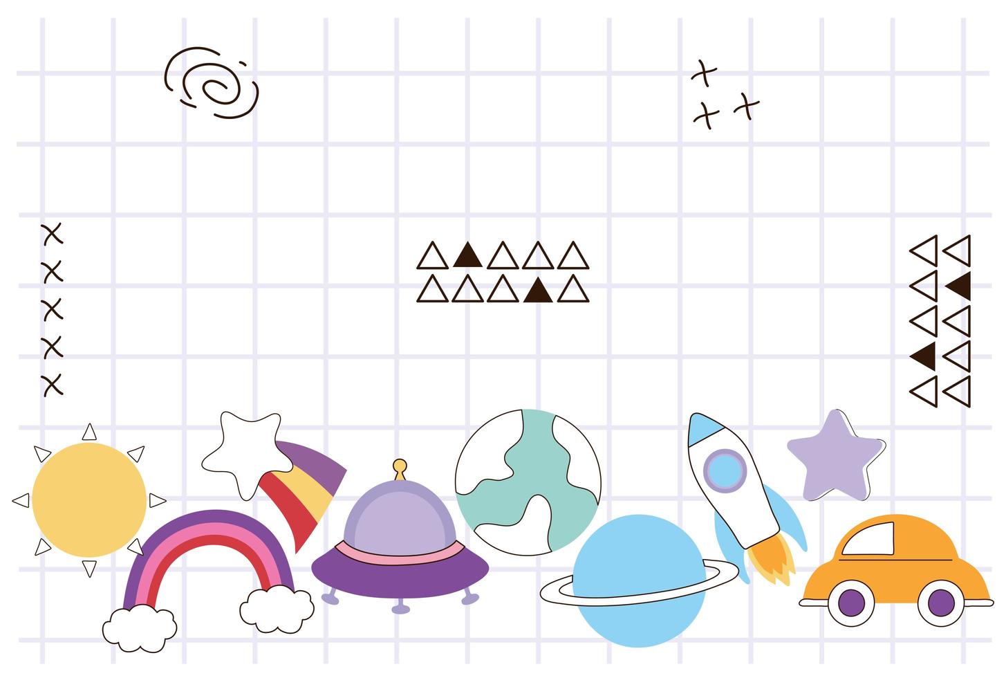 doodle items pack vector