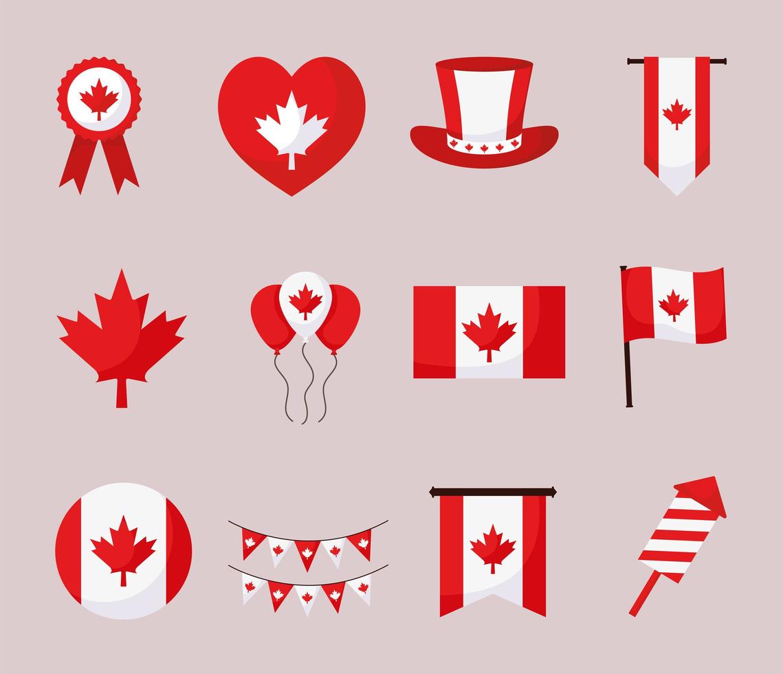 canada day items pack vector