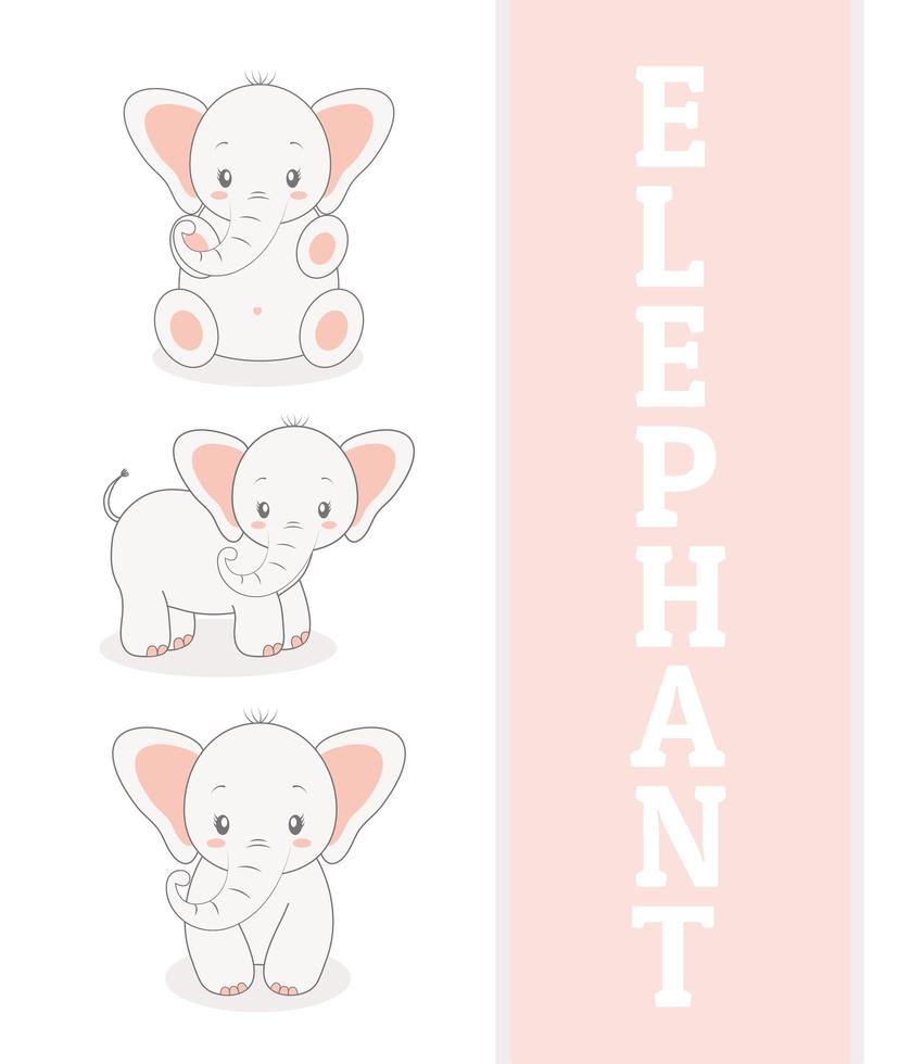 tarjeta de elefantes bebé vector