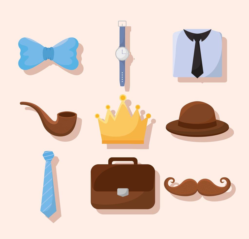 nueve iconos de padres vector