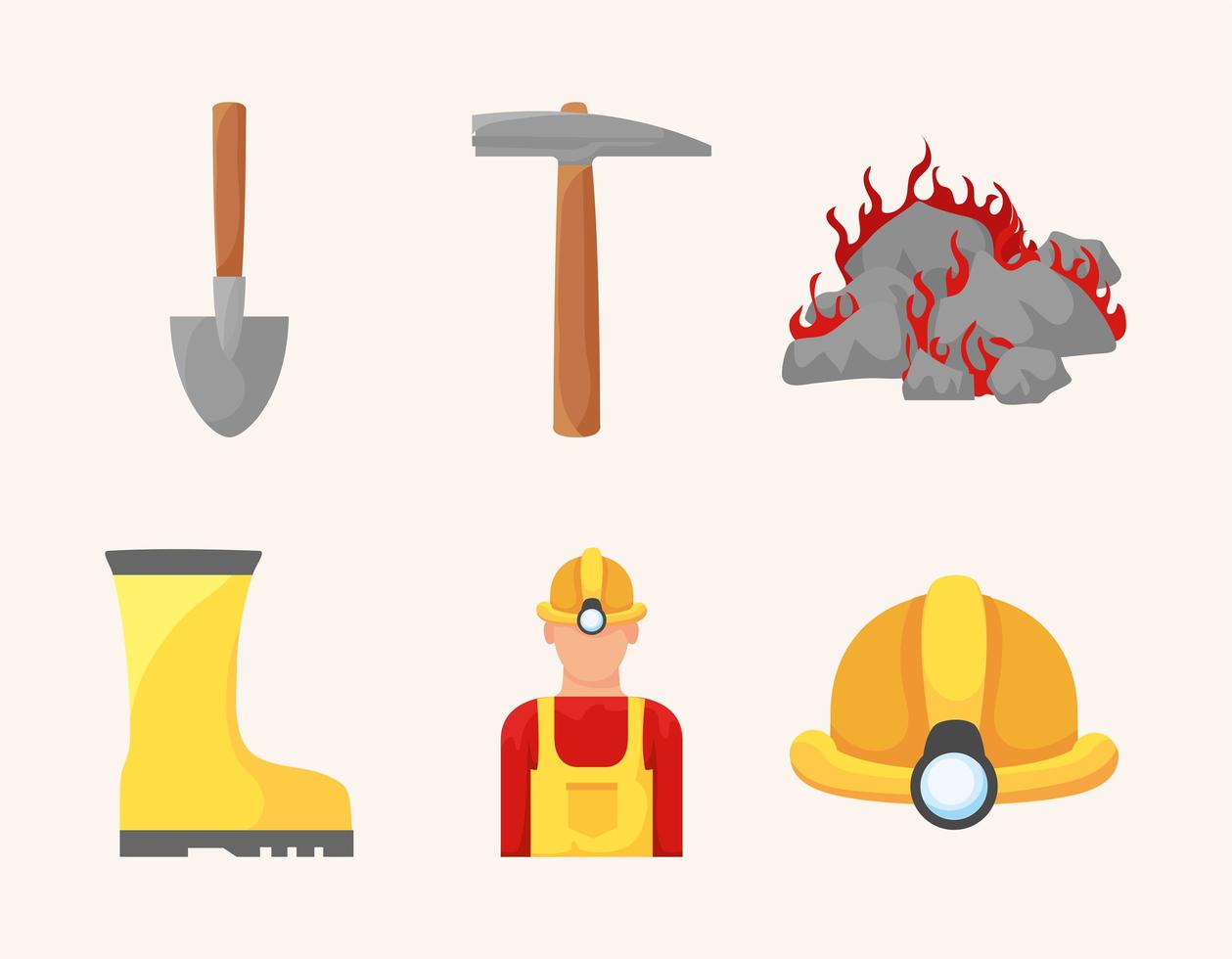 six mining items vector