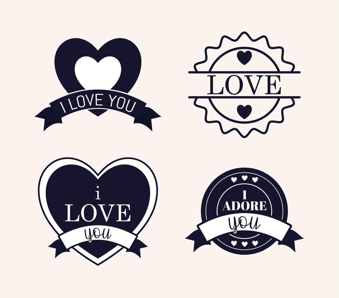 four love stamps vector