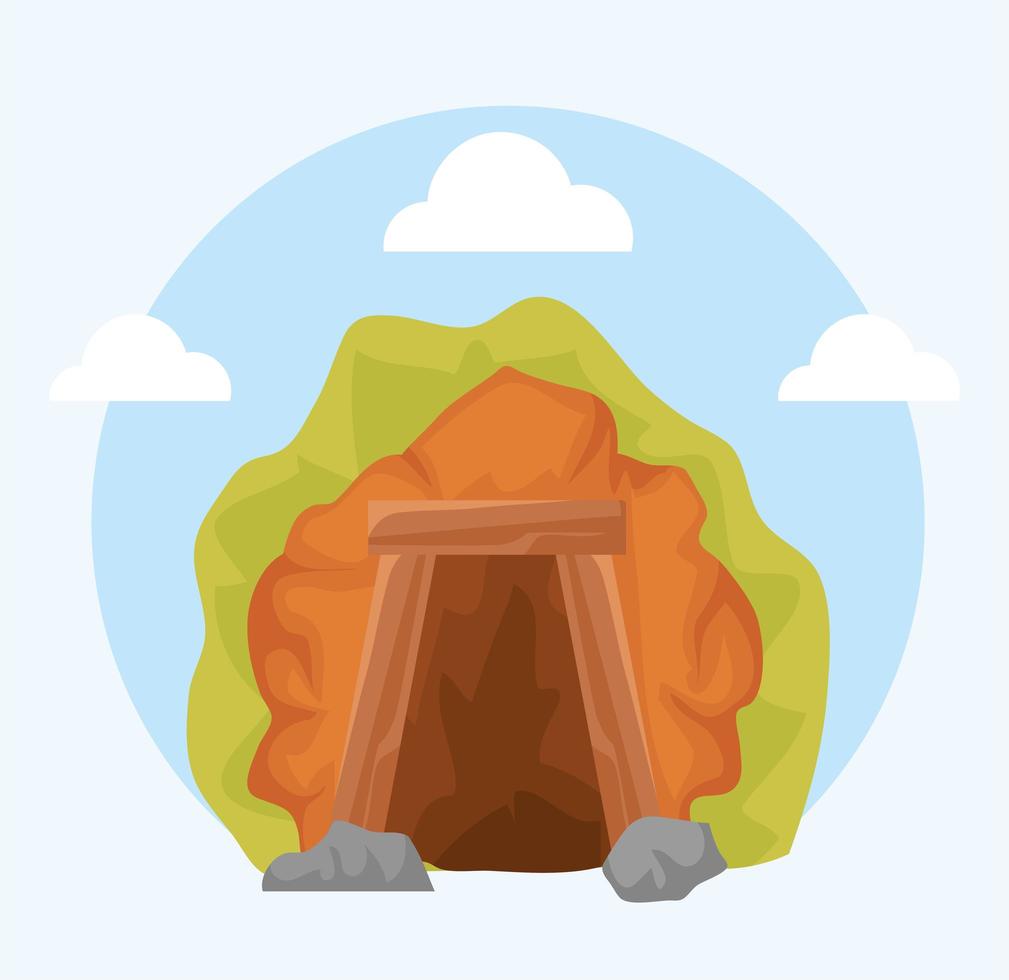 ilustración de la puerta de la cueva vector