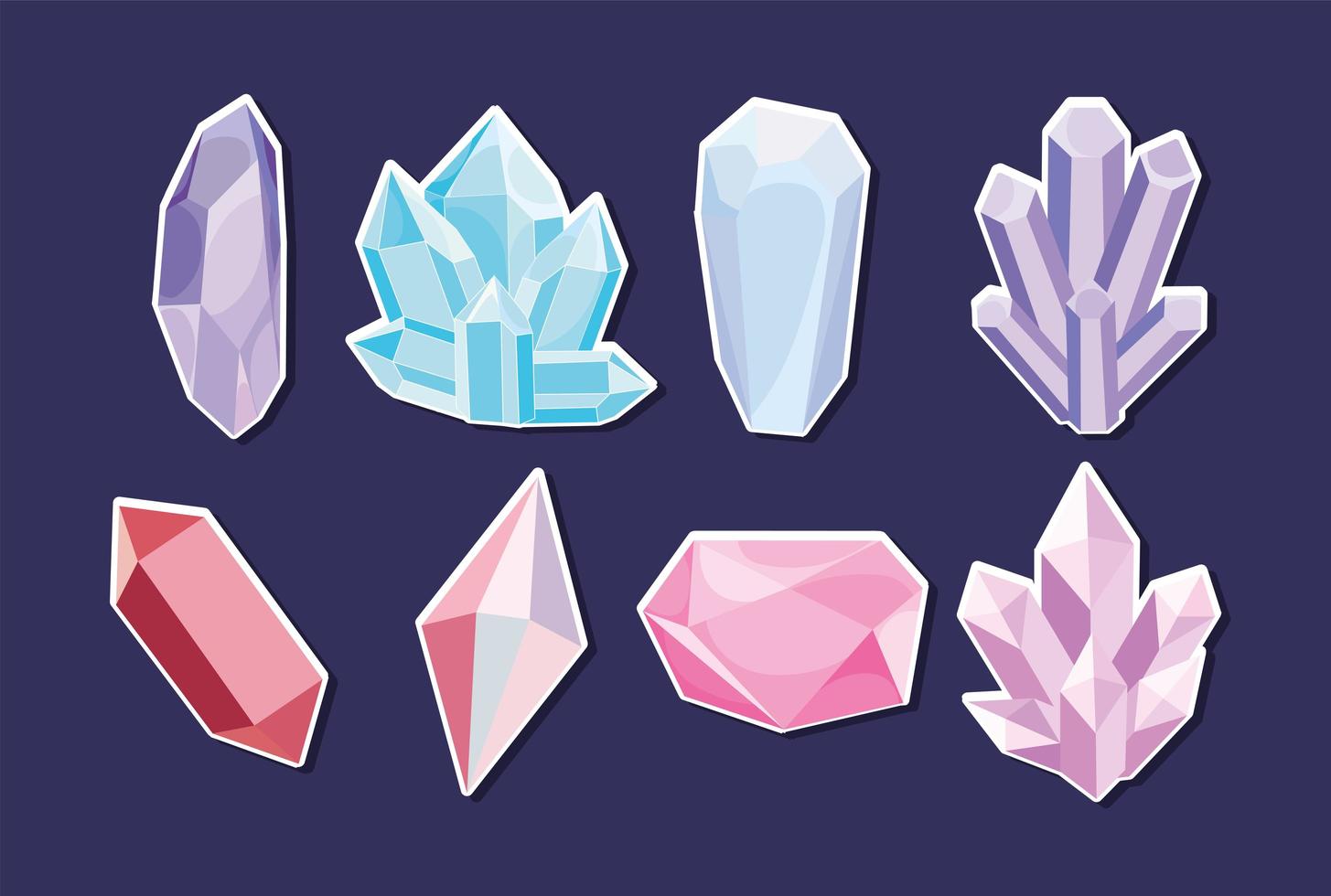 eigth crystal designs vector