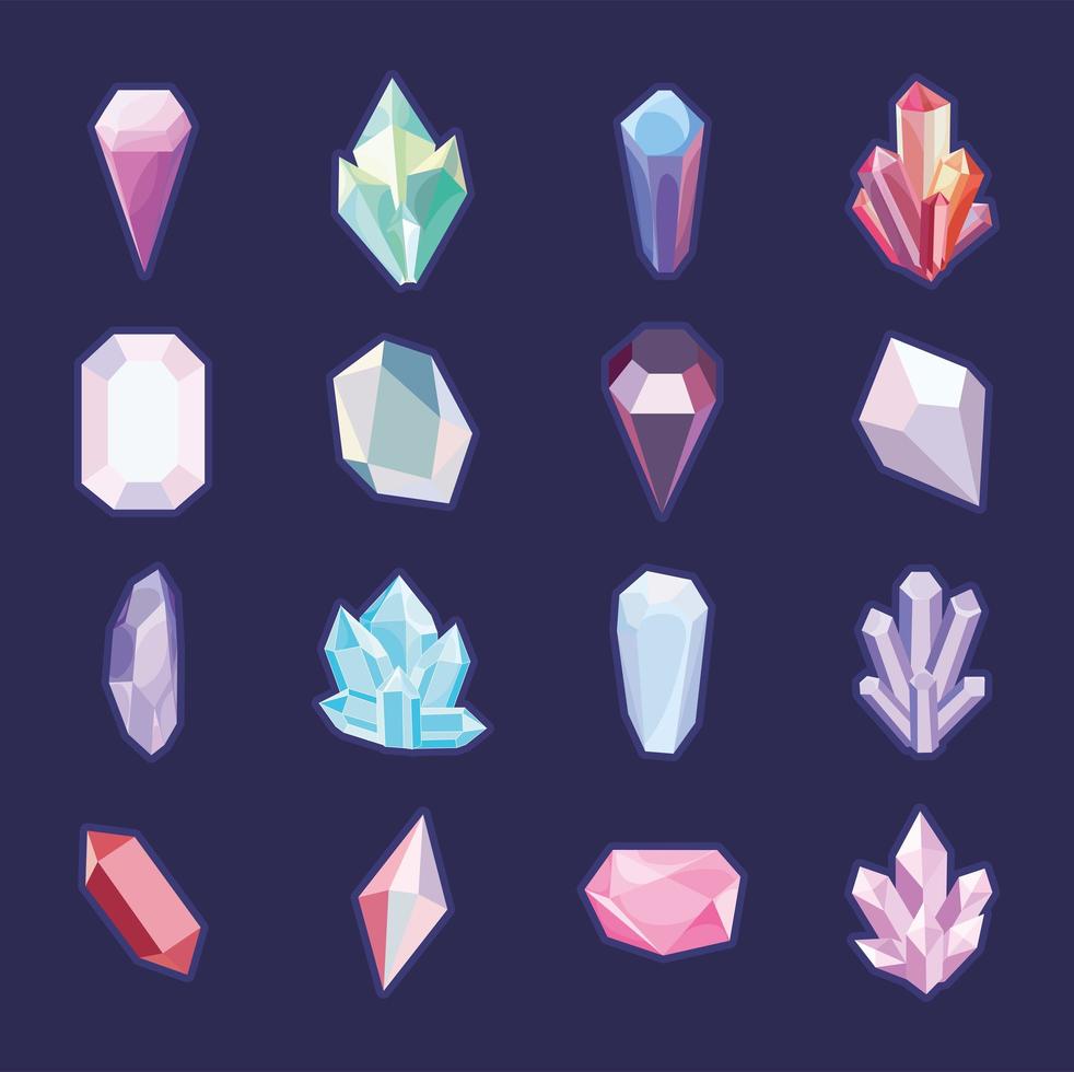 cristales y gemas vector