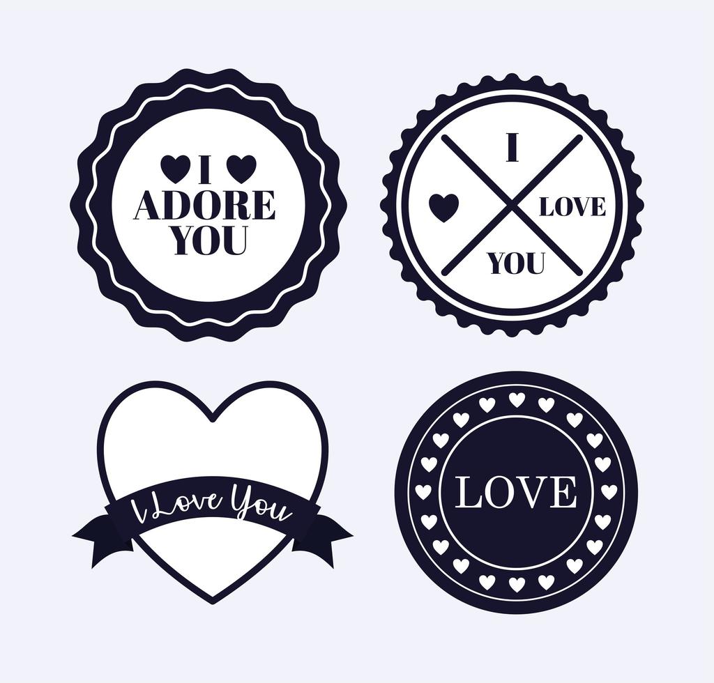 cuatro sellos de amor vector