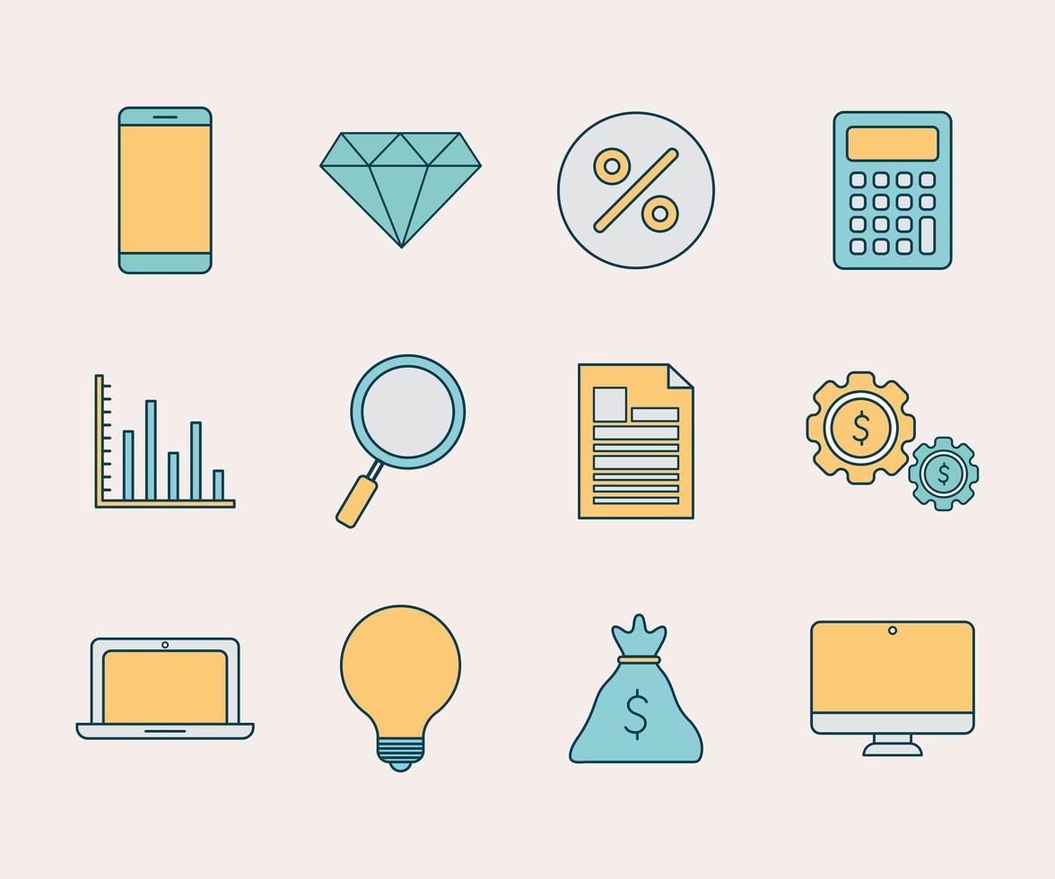 bundle of finance and invest icons vector