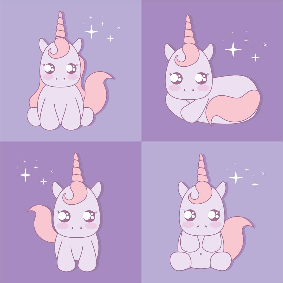 four baby unicorns vector