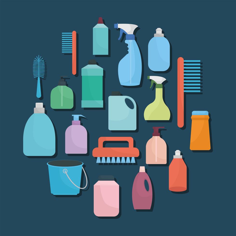 bundle of household icons on a blue background vector