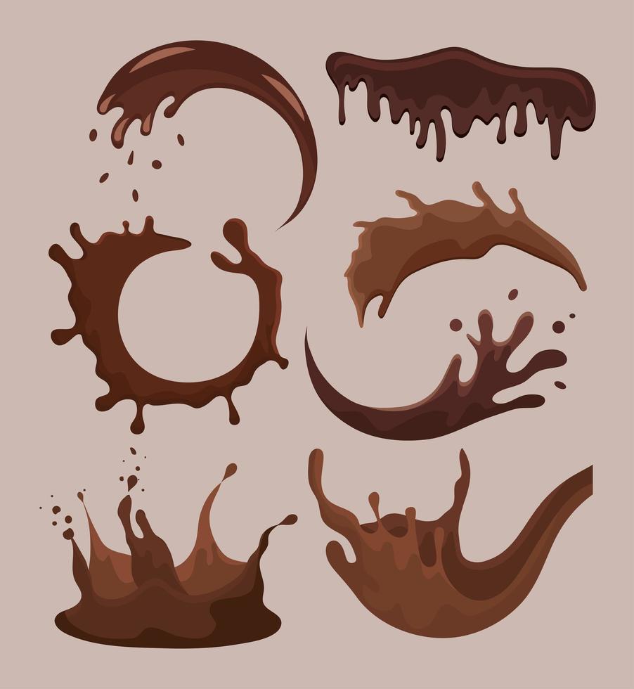 seven liquid chocolates vector