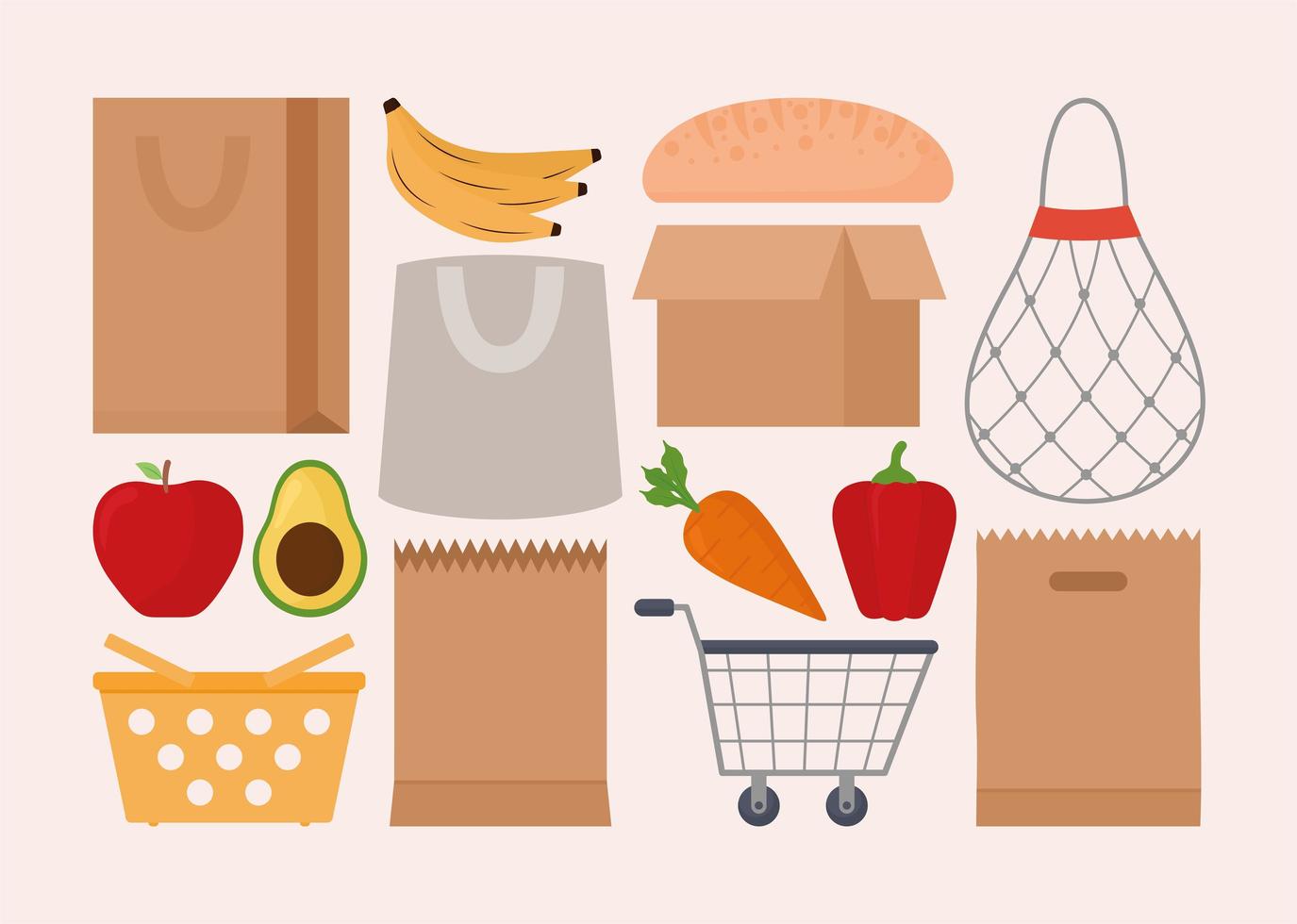 food and bags vector