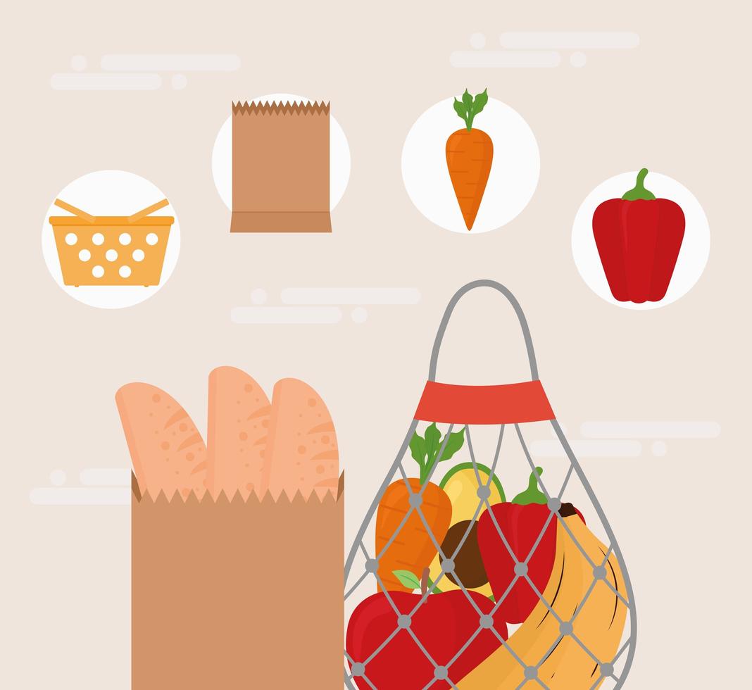 bolsas con comida vector