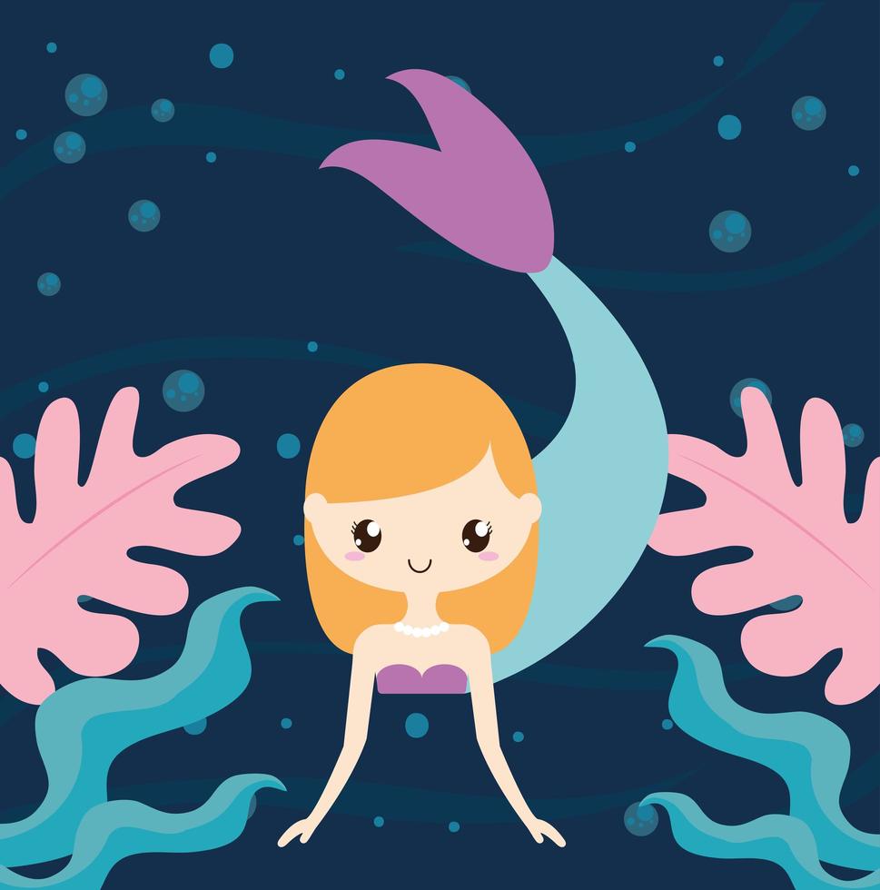 beautiful mermaid underwater vector