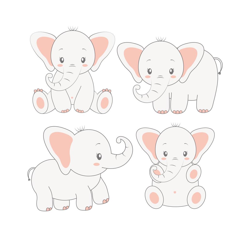 four baby elephants vector