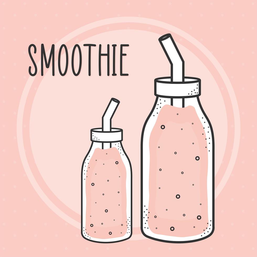pink smoothies bottles vector