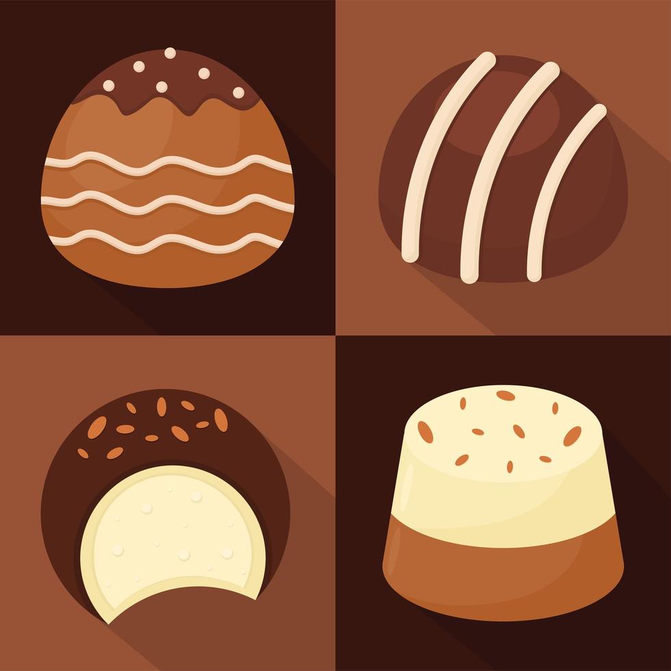 four sweet chocolates vector