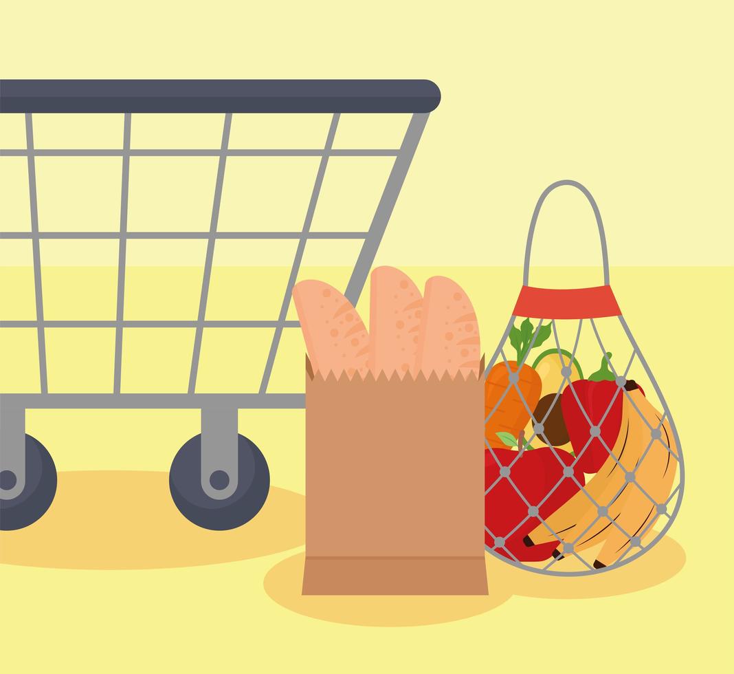 bags and cart vector