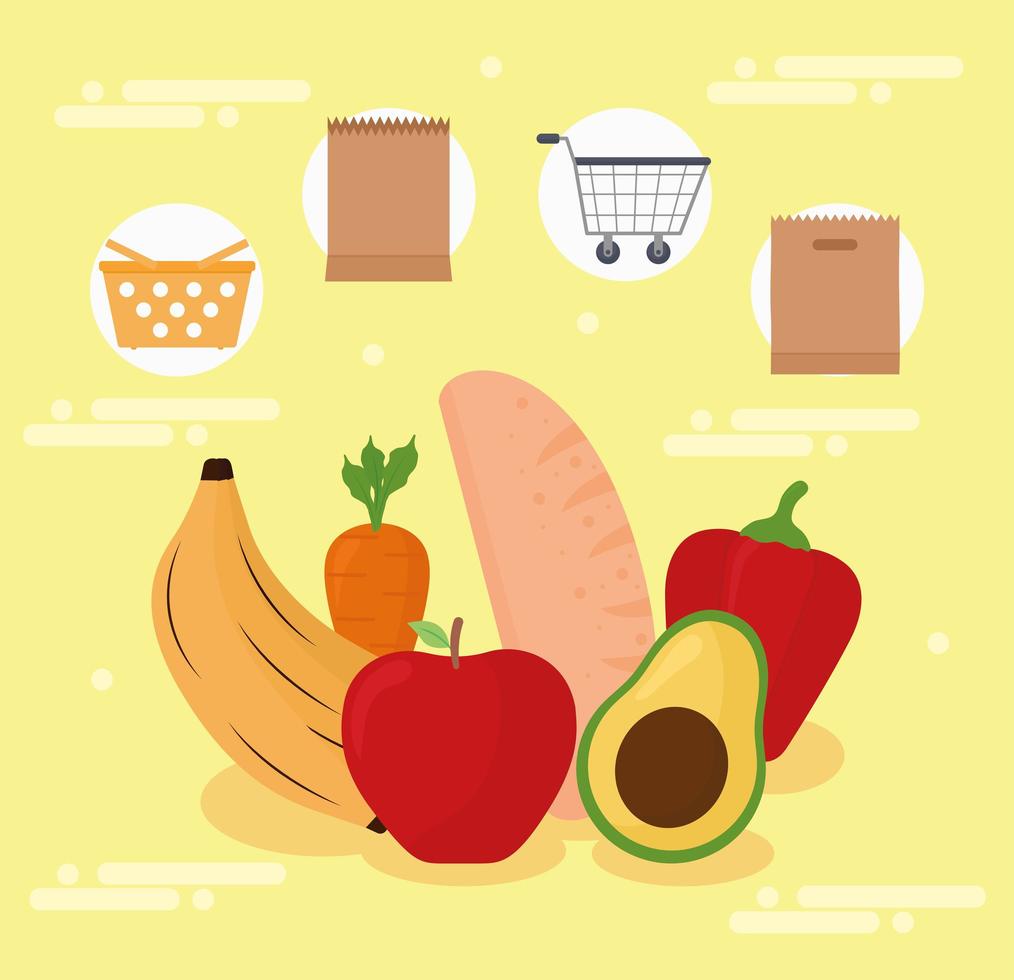 fresh fruits icons vector