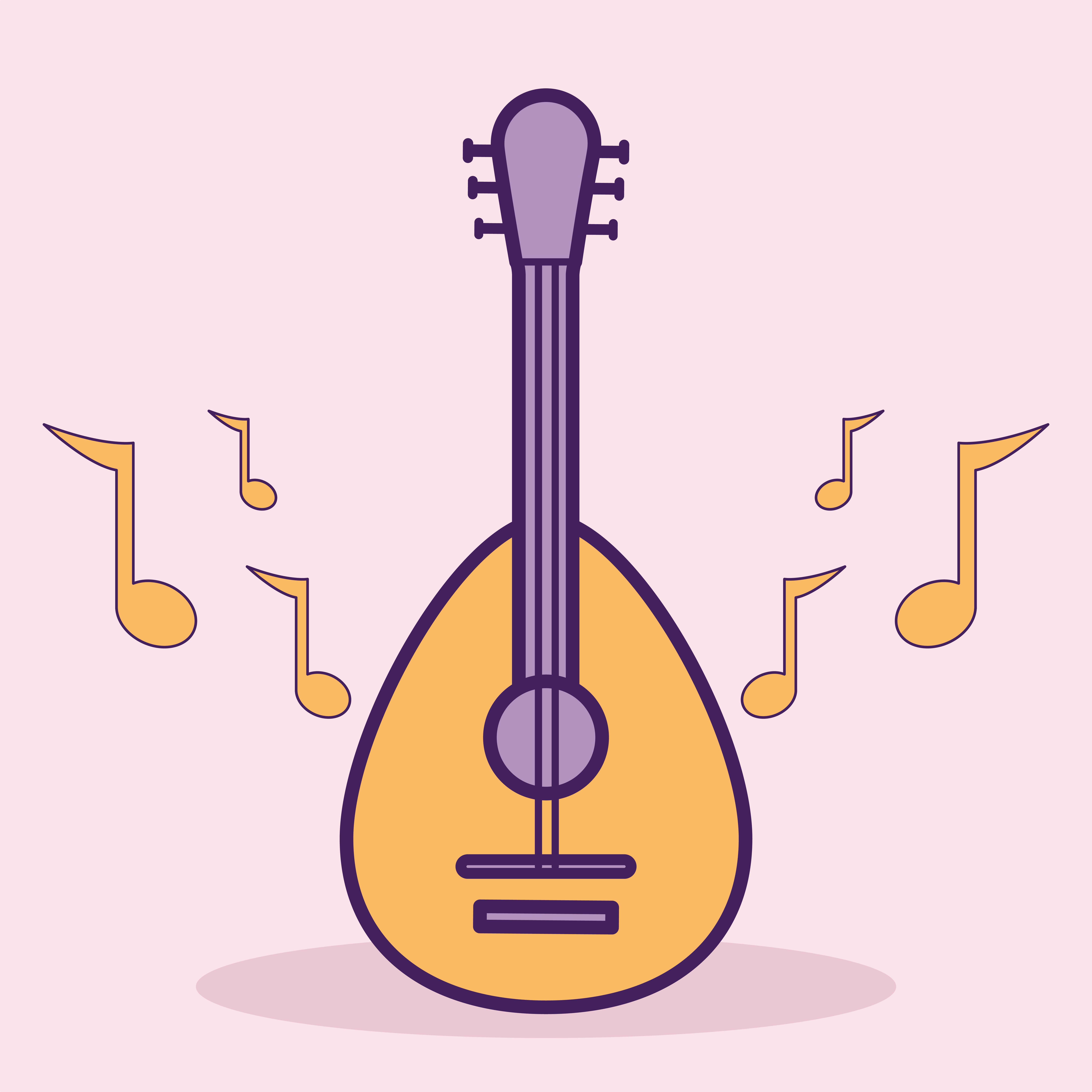 guitar and music notes on a pink backgrond 2780893 Vector Art at Vecteezy