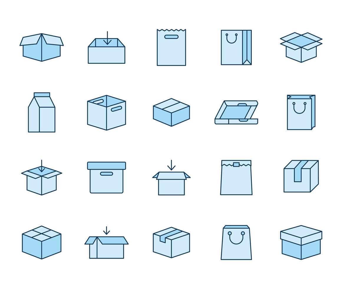 set of packages icons on a white background vector