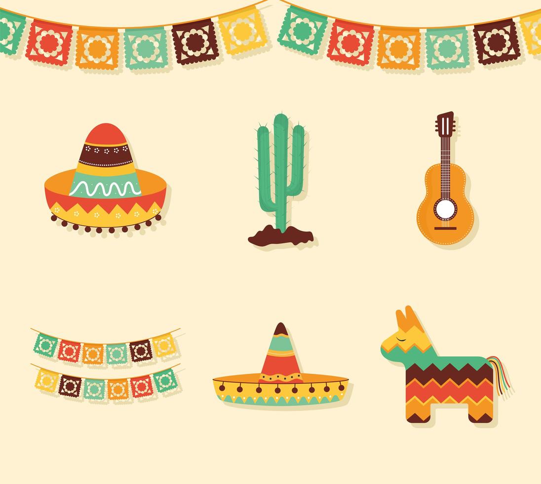 conjunto festivo mexicano vector