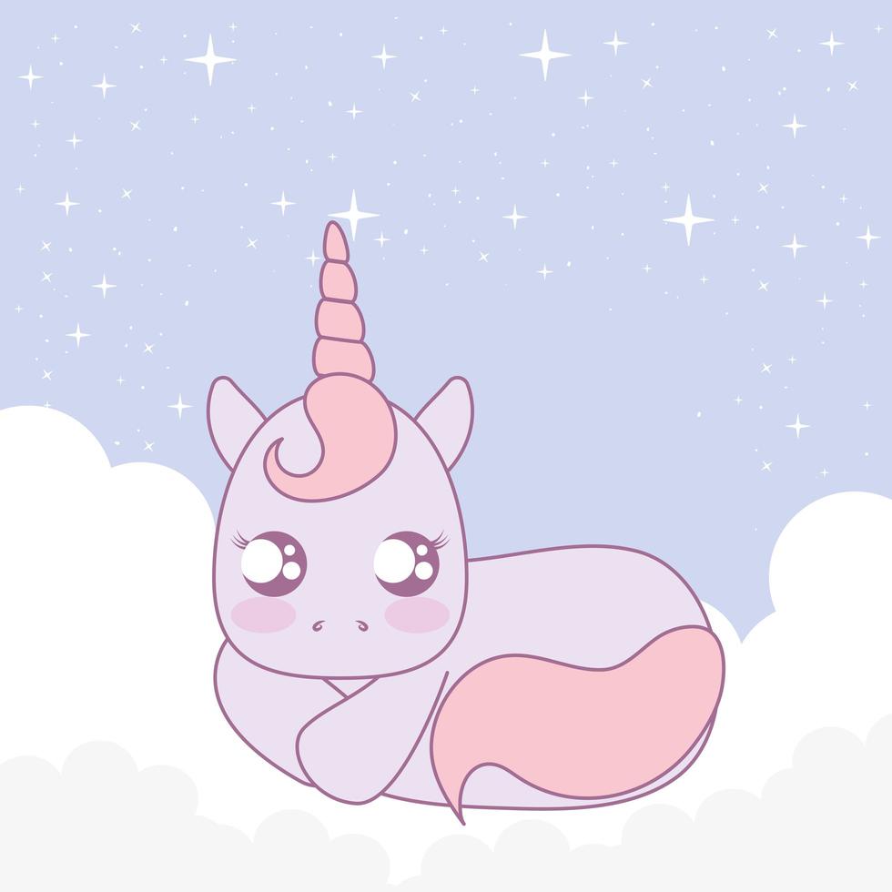 unicornio rosa sentado vector