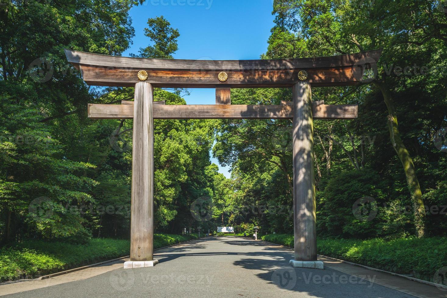 Torii leading to the Meiji Shrine in Tokyo, Japan photo