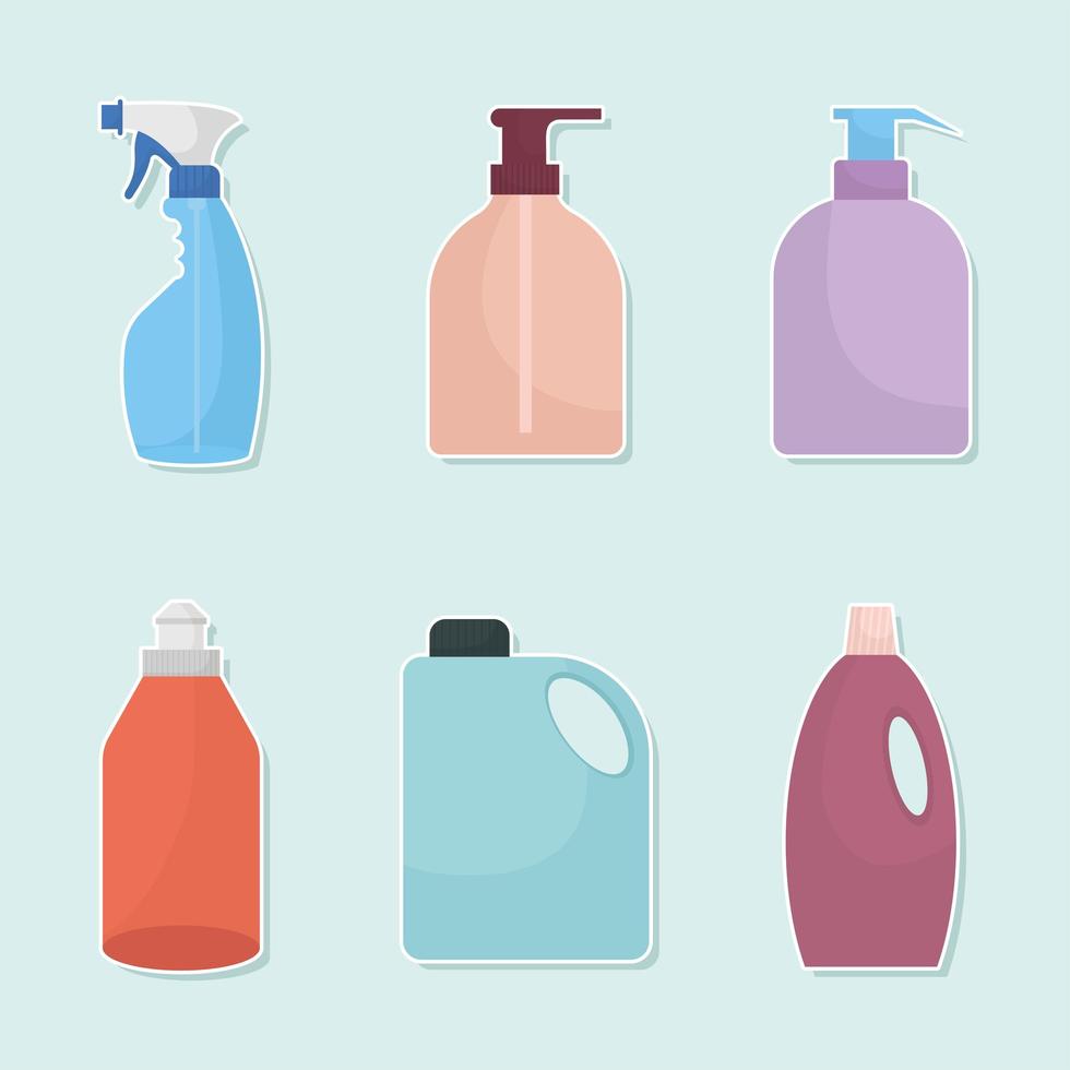 set of household icons on a light blue background vector