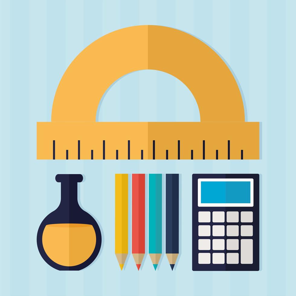 bundle of school supplies on a blue background vector