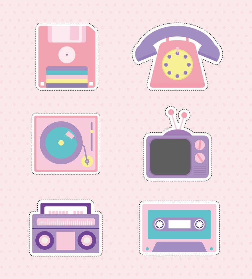 bundle of 80s and 90s patches vector