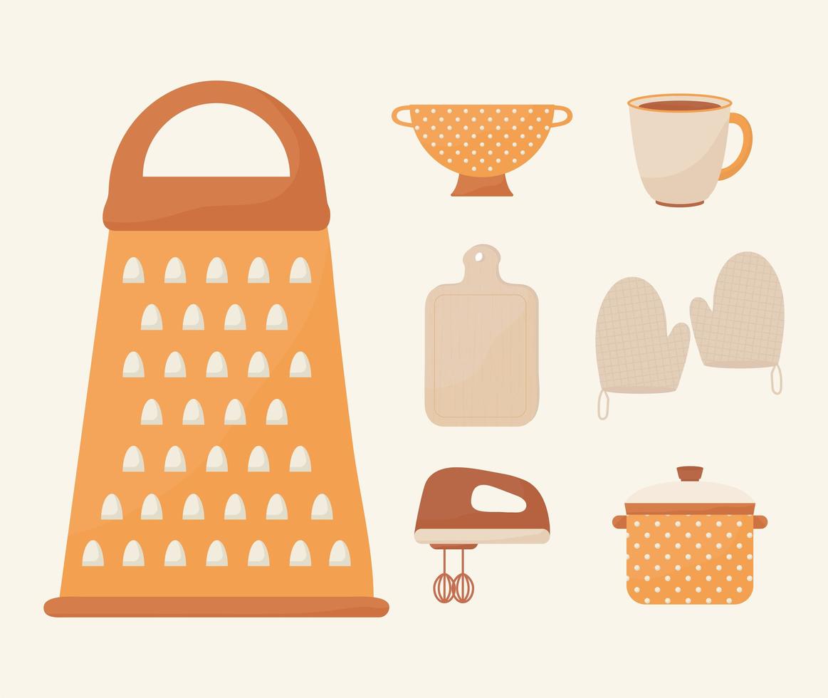 seven cooking icons vector