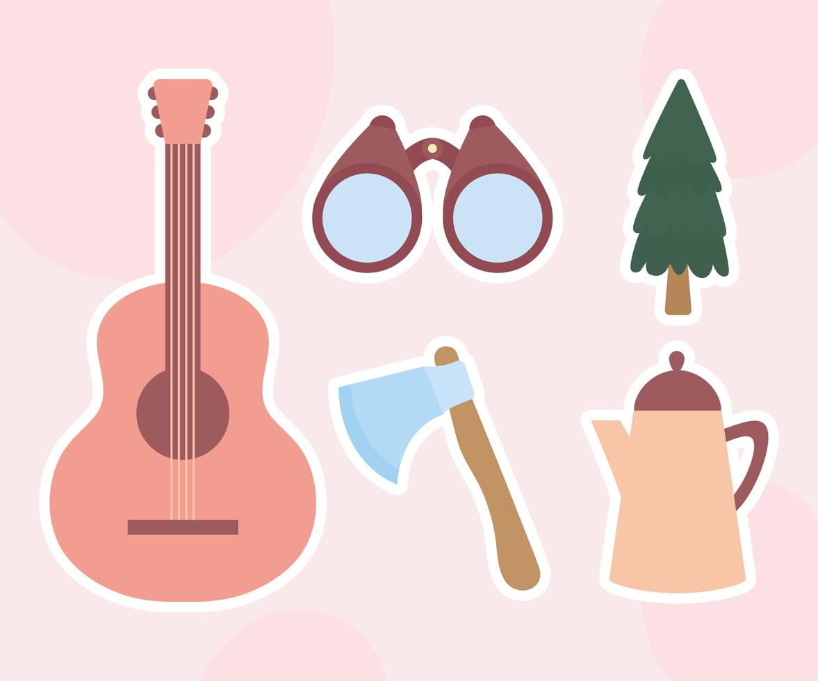 five camping icons vector