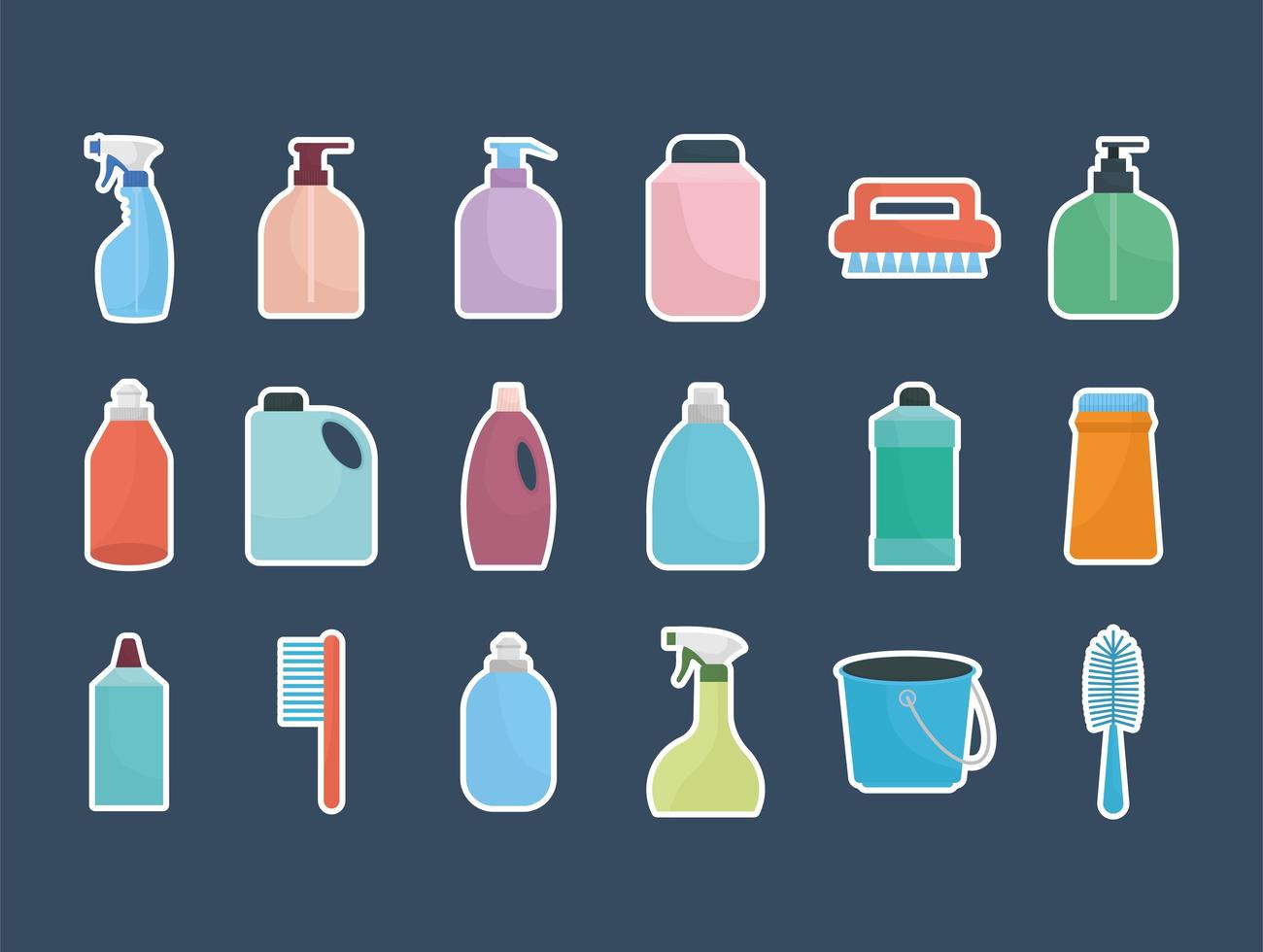 set of household icons on a dark blue background vector