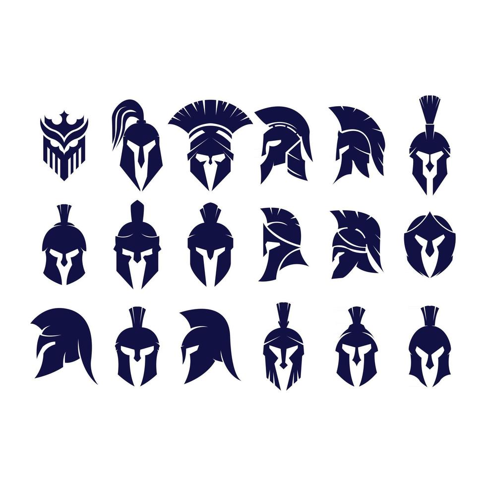 Warrior helmet set vector