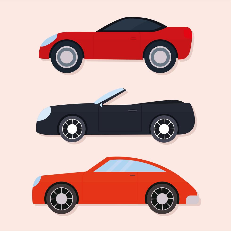 set of car icons on a pink background vector
