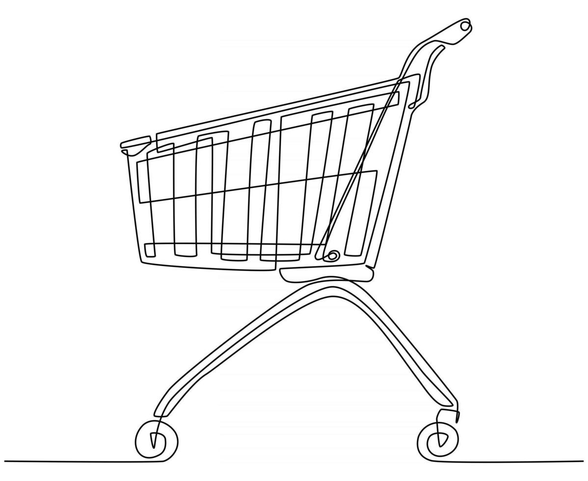 dibujo de línea continua de carro para ilustración de compras vector