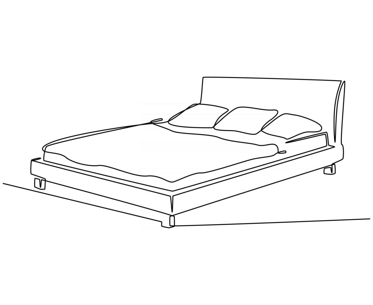 Ilustración de vector de sofá cama de dibujo de línea continua