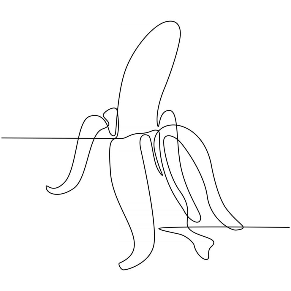 Continuous line drawing of banana vector illustration