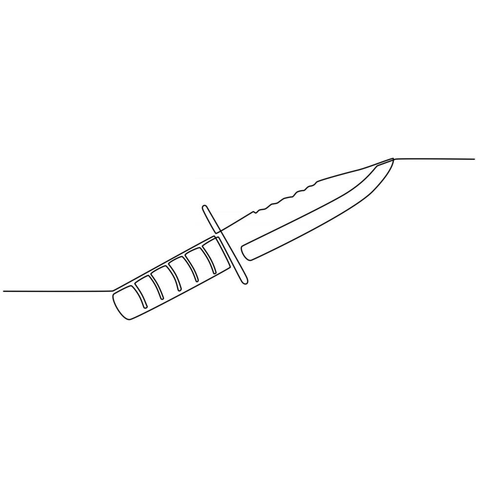 Continuous line drawing of military knife vector illustration