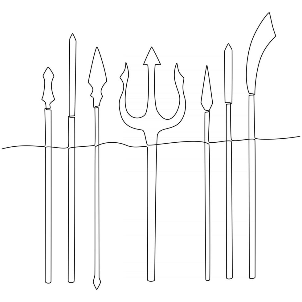 continuous line drawing of a spear vector illustration