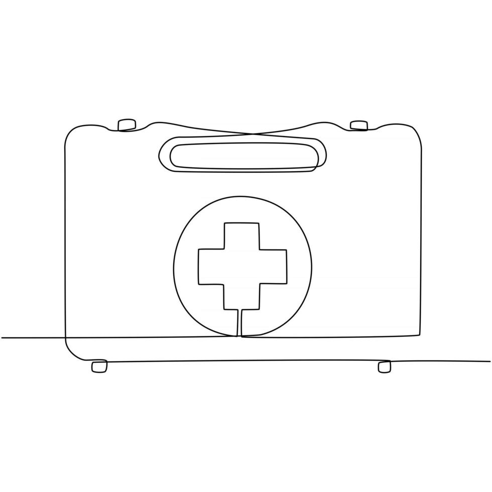 continuous line drawing of medical box vector illustration