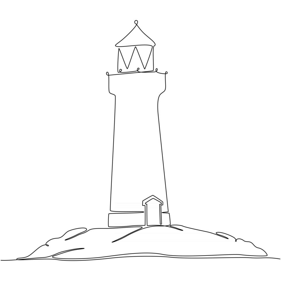 Continuous line drawing of lighthouse vector illustration