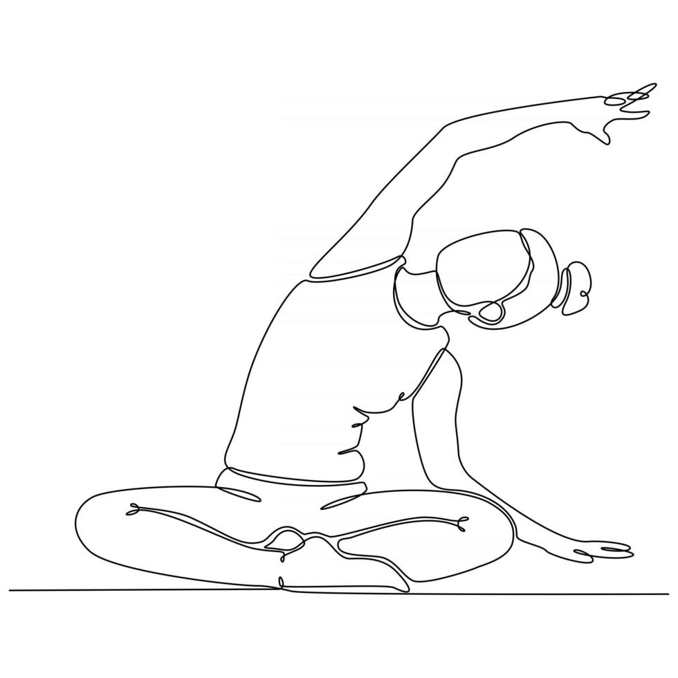 continuous line drawing of yoga lady vector illustration