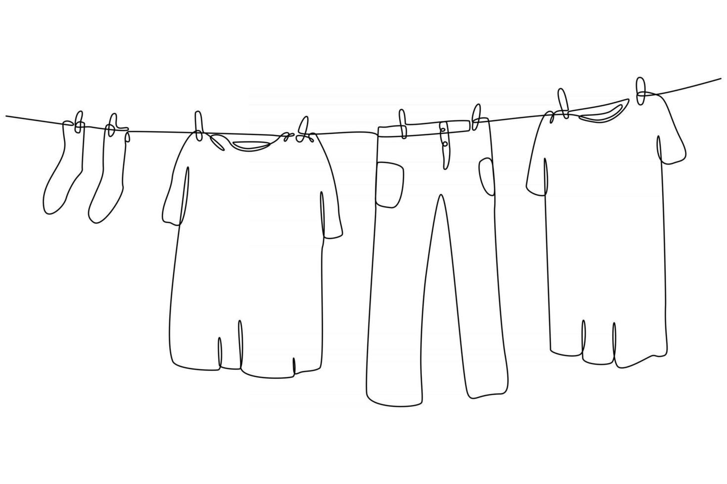 continuous line drawing of clothing vector illustration