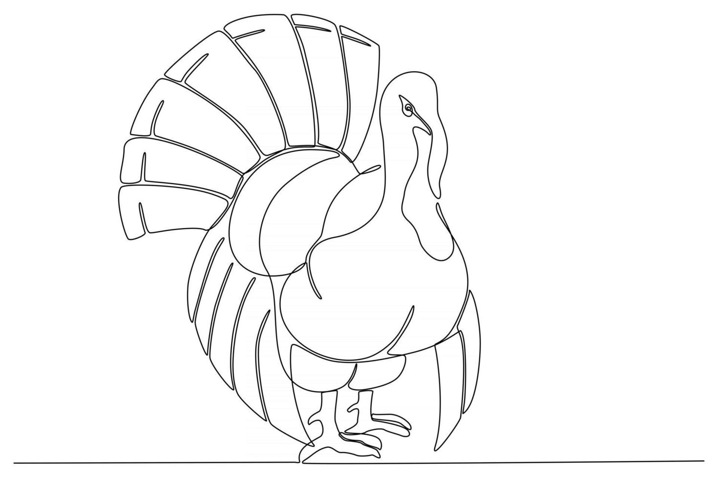 dibujo de línea continua de la ilustración de vector de pavo